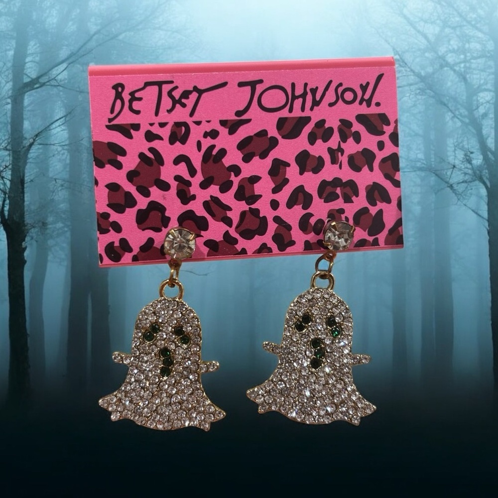 Betsey Johnson Crystal Ghost Drop Earrings 👻✨